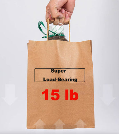 Paper Shopping Bags with Handles, Brown and White