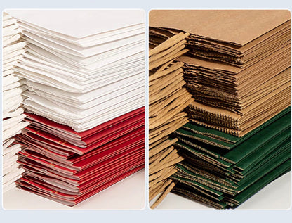 Paper Shopping Bags with Handles, Brown and White