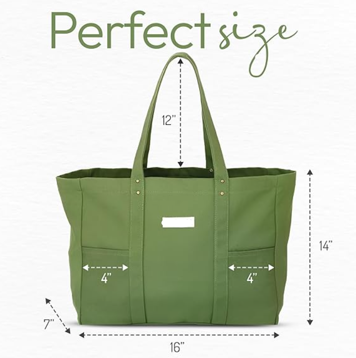 Cotton Canvas Tote Shopping Bag, Multi-function Tote Bag (Green) --- as low as $2.3
